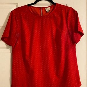 Target red shirt with white polka dots, work and business appropriate